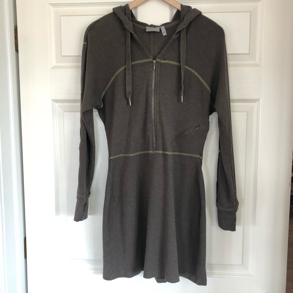 Athleta Long-Sleeve, Half-Zip, Hooded Casual Dress